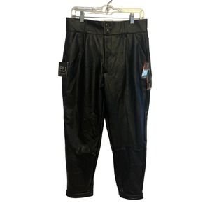 BBJ Los Angeles Faux Leather Trouser Pants Size Large High Rise Ankle Black NEW